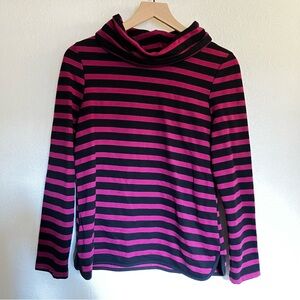 Croft and Barrow Burgundy Striped Long Sleeve Cowl Neck Sweater Top Size S